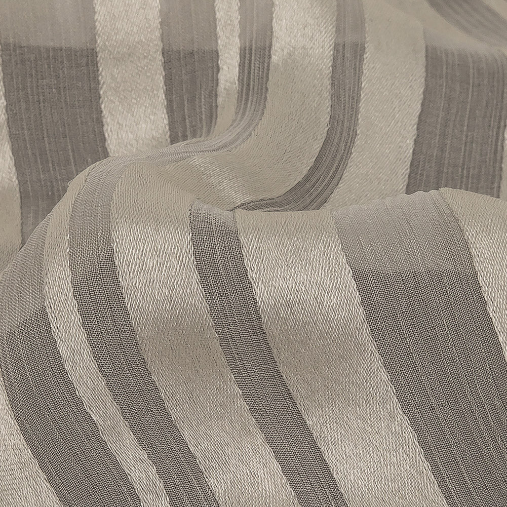 Famous Australian Designer Vanilla Ice Crinkled Silk Chiffon with Satin Stripes