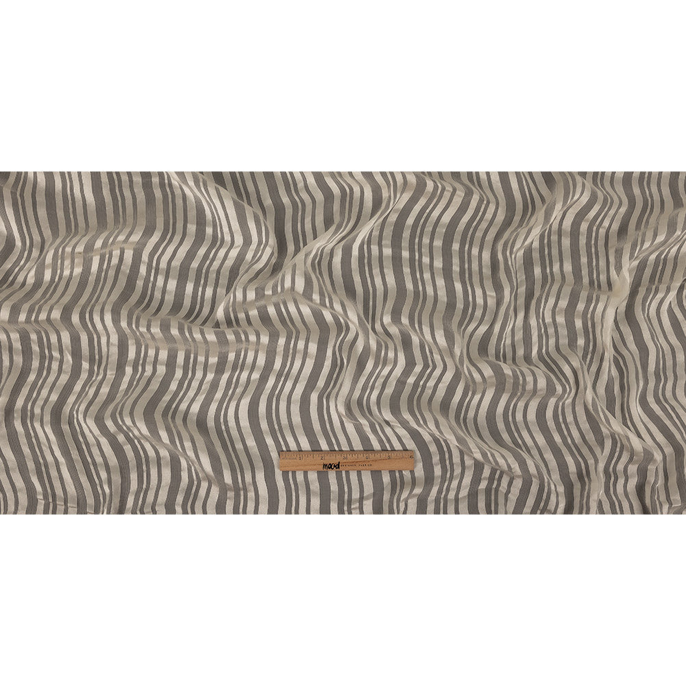 Famous Australian Designer Vanilla Ice Crinkled Silk Chiffon with Satin Stripes