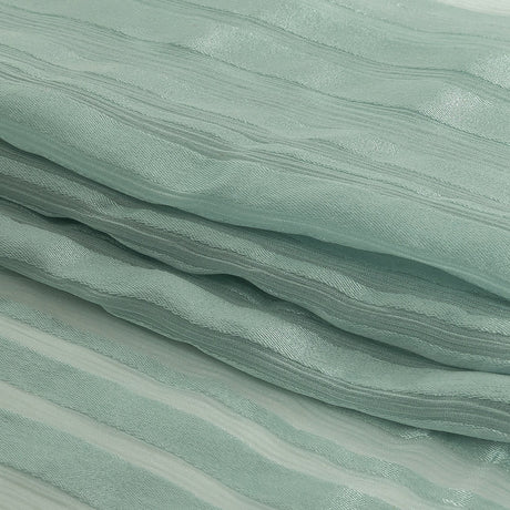 Famous Australian Designer Seafoam Crinkled Silk Chiffon with Satin Stripes