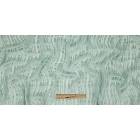 Famous Australian Designer Seafoam Crinkled Silk Chiffon with Satin Stripes