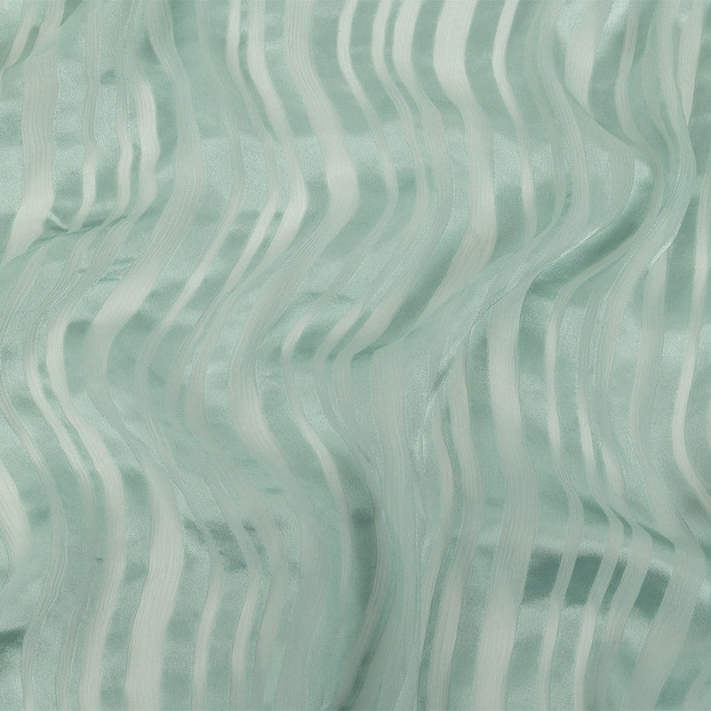 Famous Australian Designer Seafoam Crinkled Silk Chiffon with Satin Stripes