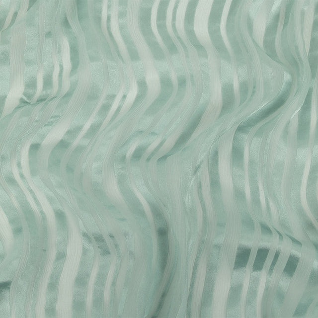 Famous Australian Designer Seafoam Crinkled Silk Chiffon with Satin Stripes