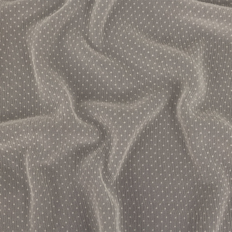 Famous Australian Designer Marshmallow Flocked Polka Dots Silk and Rayon Crinkled Chiffon