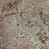 Famous Australian Designer Lotus, Gamboge and Baby Blue Paisley Printed Silk Georgette with Satin Polka Dots