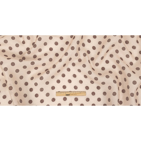 Famous Australian Designer Nude and Cocoa Polka Dotted Linen and Silk Organza