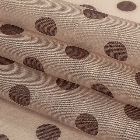 Famous Australian Designer Nude and Cocoa Polka Dotted Linen and Silk Organza