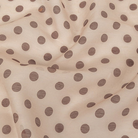 Famous Australian Designer Nude and Cocoa Polka Dotted Linen and Silk Organza