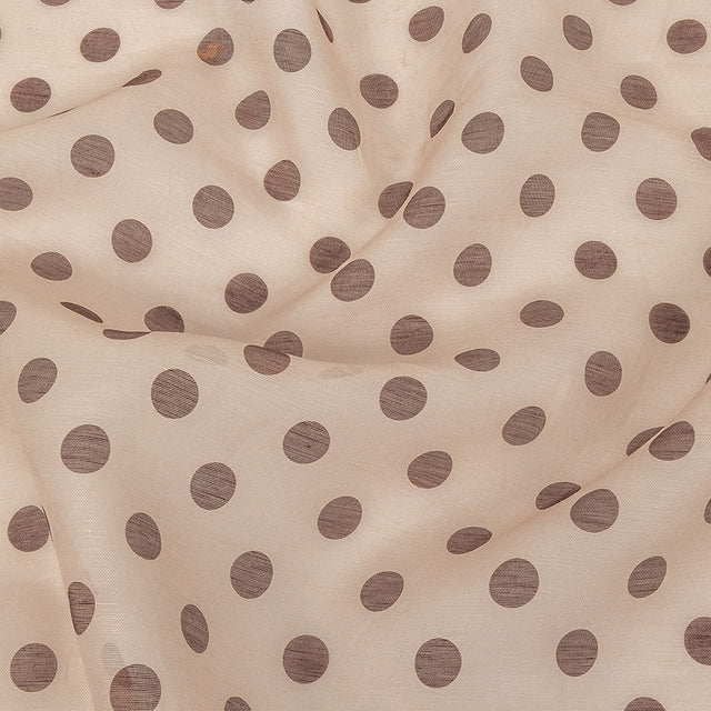 Famous Australian Designer Nude and Cocoa Polka Dotted Linen and Silk Organza