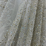 Beaded Lace Fabric on Polyester Net Mesh