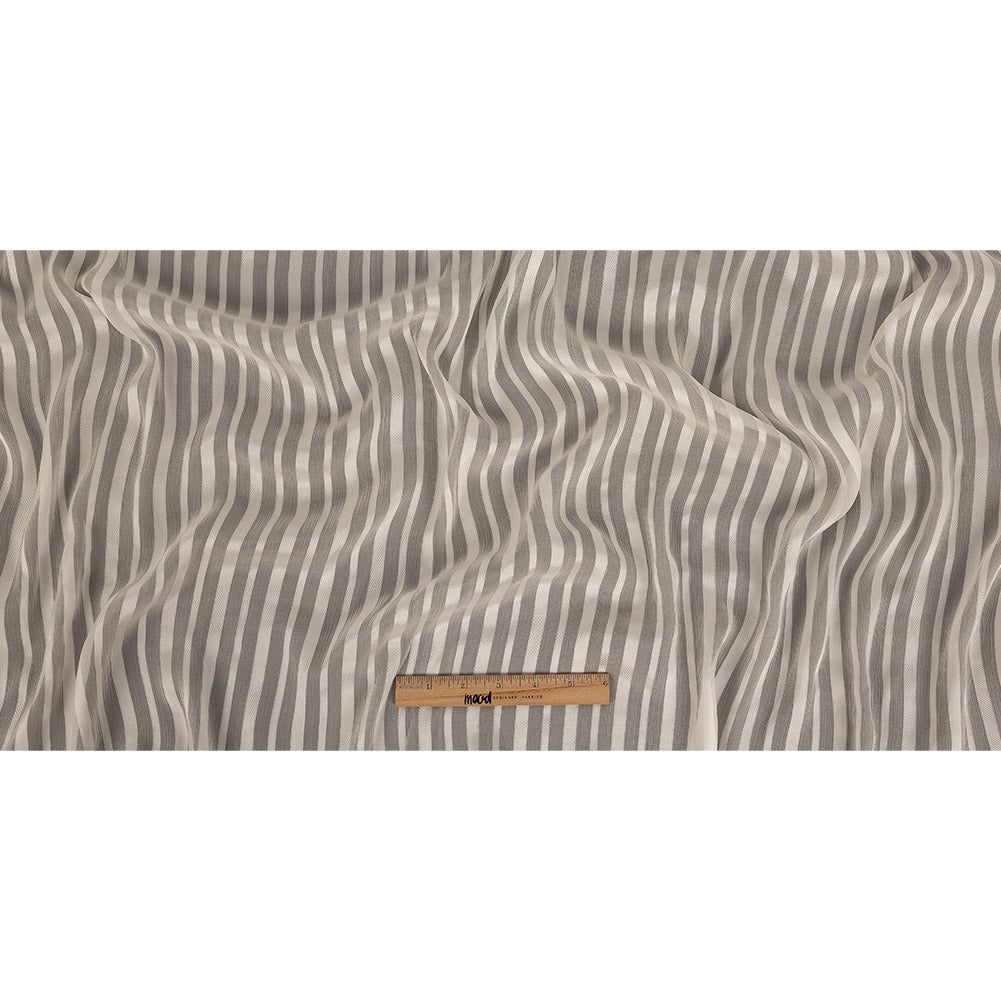 Famous Australian Designer Papyrus Crinkled Silk Chiffon with Twill Stripes