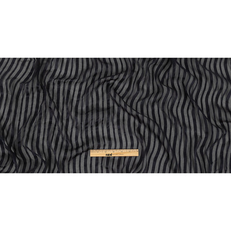 Famous Australian Designer French Navy Crinkled Silk Chiffon with Twill Stripes