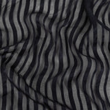 Famous Australian Designer French Navy Crinkled Silk Chiffon with Twill Stripes