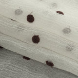Famous Australian Designer Coconut Milk and Chocolate Embroidered Dots Crinkled Silk Georgette