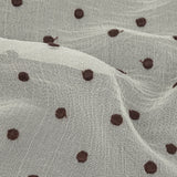 Famous Australian Designer Coconut Milk and Chocolate Embroidered Dots Crinkled Silk Georgette