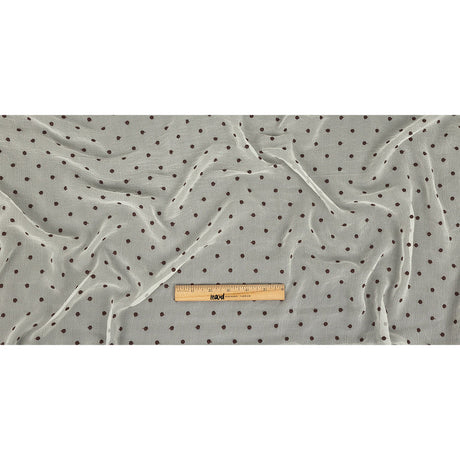 Famous Australian Designer Coconut Milk and Chocolate Embroidered Dots Crinkled Silk Georgette