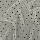 Famous Australian Designer Coconut Milk and Chocolate Embroidered Dots Crinkled Silk Georgette