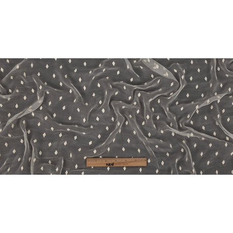 Famous Australian Designer Pristine Embroidered Diamonds Crinkled Silk Chiffon