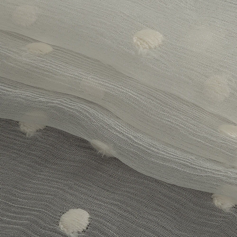 Famous Australian Designer Tofu Embroidered Dots Crinkled Silk Chiffon