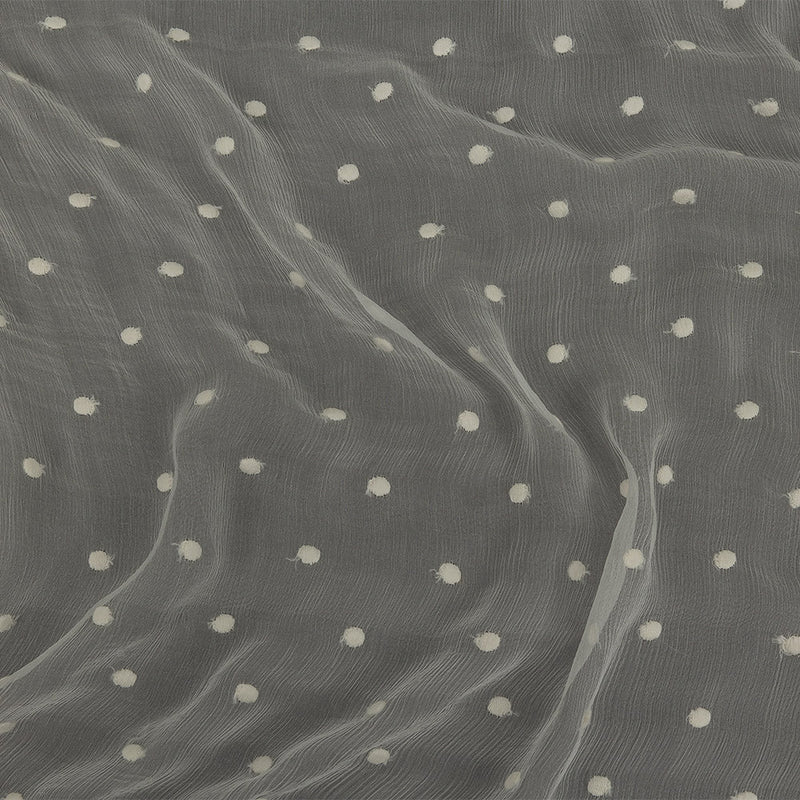Famous Australian Designer Tofu Embroidered Dots Crinkled Silk Chiffon