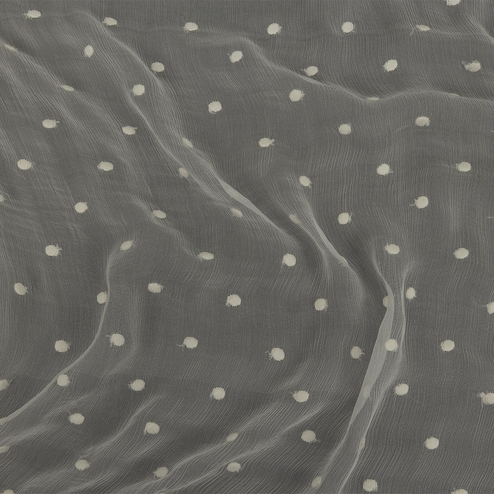 Famous Australian Designer Tofu Embroidered Dots Crinkled Silk Chiffon