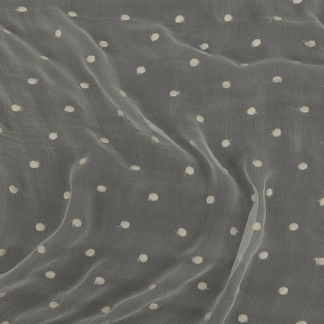 Famous Australian Designer Tofu Embroidered Dots Crinkled Silk Chiffon