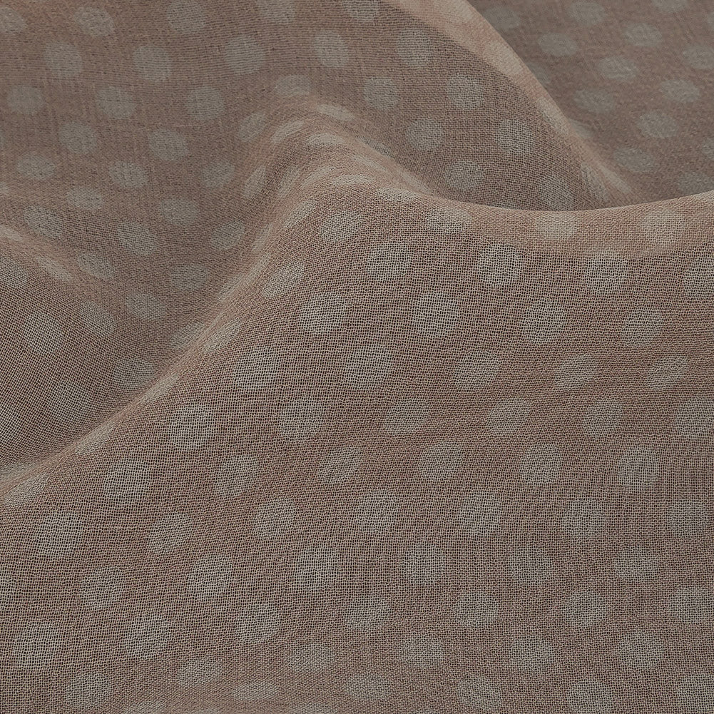 Famous Australian Designer Peach and Ivory Polka Dotted Silk Georgette