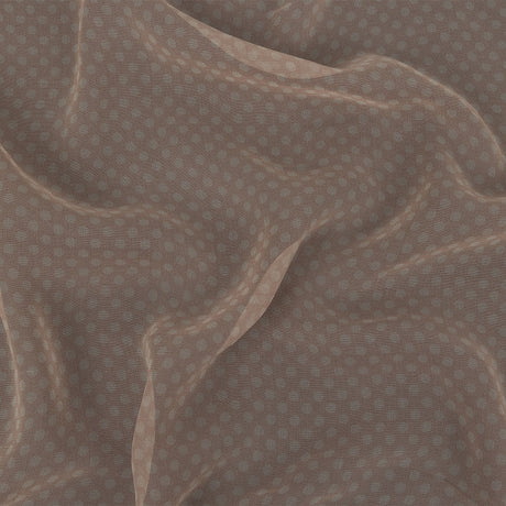 Famous Australian Designer Peach and Ivory Polka Dotted Silk Georgette