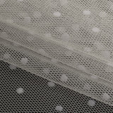 Famous Australian Designer Cream Flocked Dots Polyester Mesh