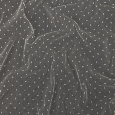 Famous Australian Designer Cream Flocked Dots Polyester Mesh