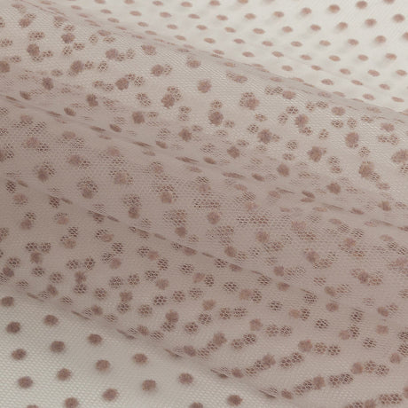 Famous Australian Designer Rustic Lilac Flocked Dots Polyester Mesh