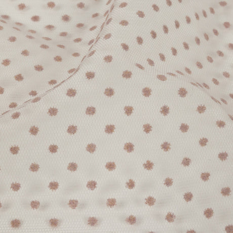 Famous Australian Designer Rustic Lilac Flocked Dots Polyester Mesh