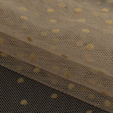 Famous Australian Designer Tea Polyester Mesh with Flocked Polka Dots