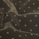 Famous Australian Designer Tea Polyester Mesh with Flocked Polka Dots