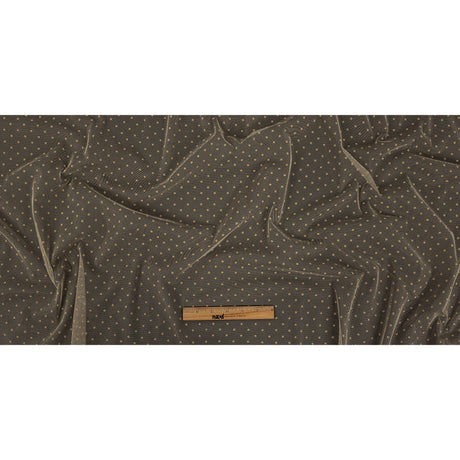Famous Australian Designer Tea Polyester Mesh with Flocked Polka Dots