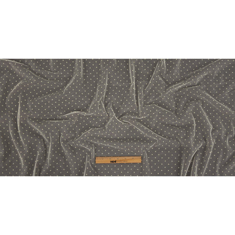 Famous Australian Designer Lemon Icing Polyester Mesh with Flocked Polka Dots