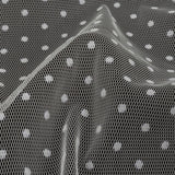 Famous Australian Designer Cream Polyester Mesh with Flocked Polka Dots