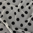 Famous Australian Designer Cloud Dancer White Polyester Chiffon with Large Black Woven Polka Dots
