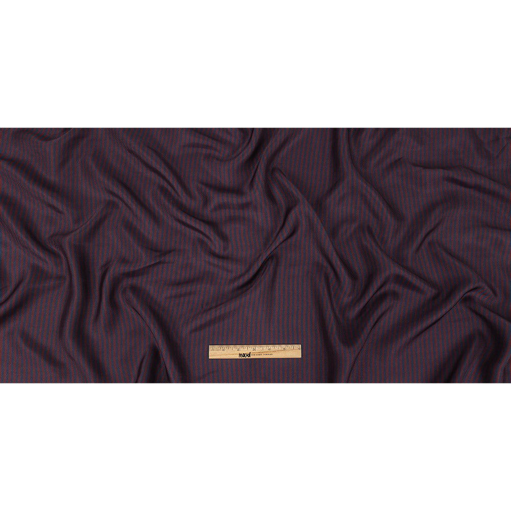 Famous Australian Designer Moonlit Ocean and Chocolate Truffle Candy Striped Viscose and Silk Twill