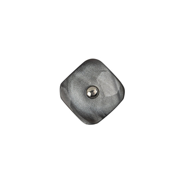 Italian Smoky Beige Haze Plastic and Silver Metal Shank Back Button - 20L/12.5mm