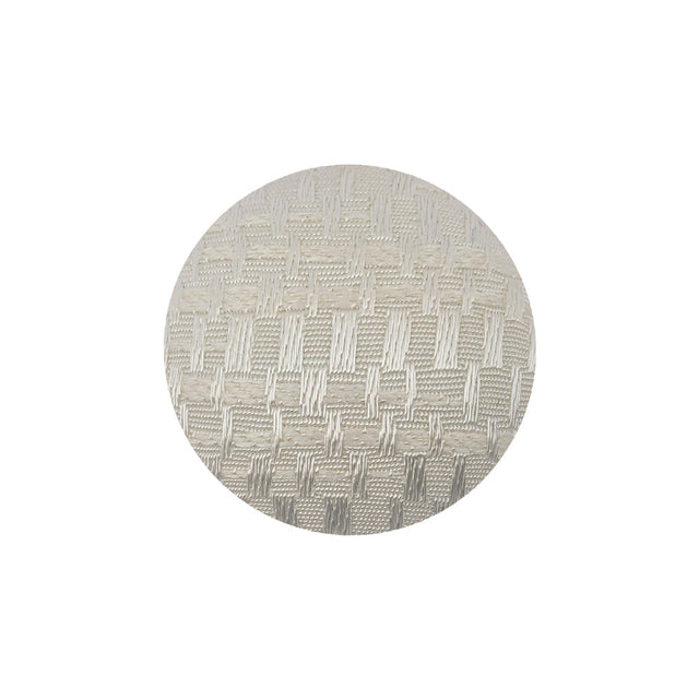 White Jacquard Fabric Covered Domed Cotton Blend Sew On Button - 36L/23mm