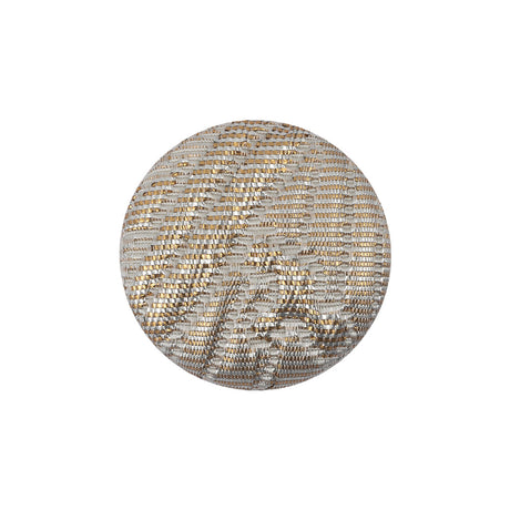 Golden Egg Lurex, Rainy Day and White Abstract Brocade Fabric Covered Shank Back Button - 36L/23mm