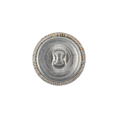 Golden Egg Lurex, Rainy Day and White Abstract Brocade Fabric Covered Domed Shank Back Button - 30L/19mm