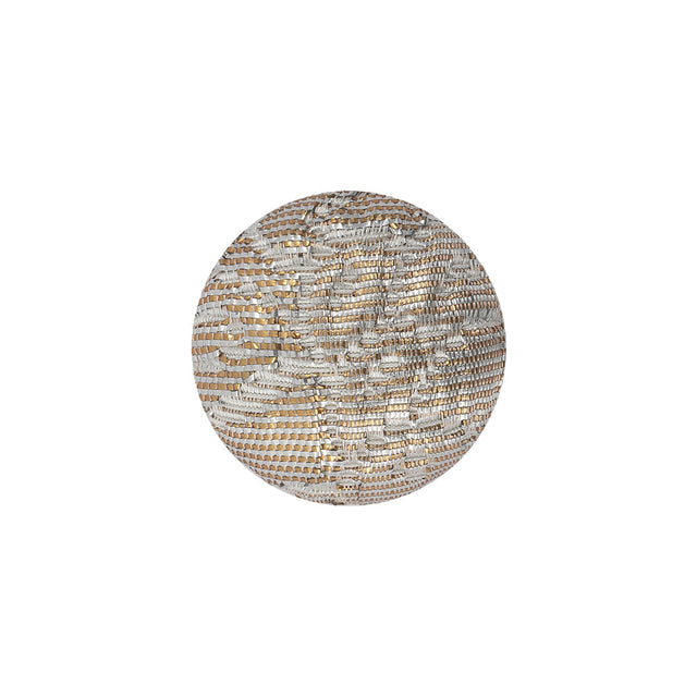 Golden Egg Lurex, Rainy Day and White Abstract Brocade Fabric Covered Domed Shank Back Button - 30L/19mm
