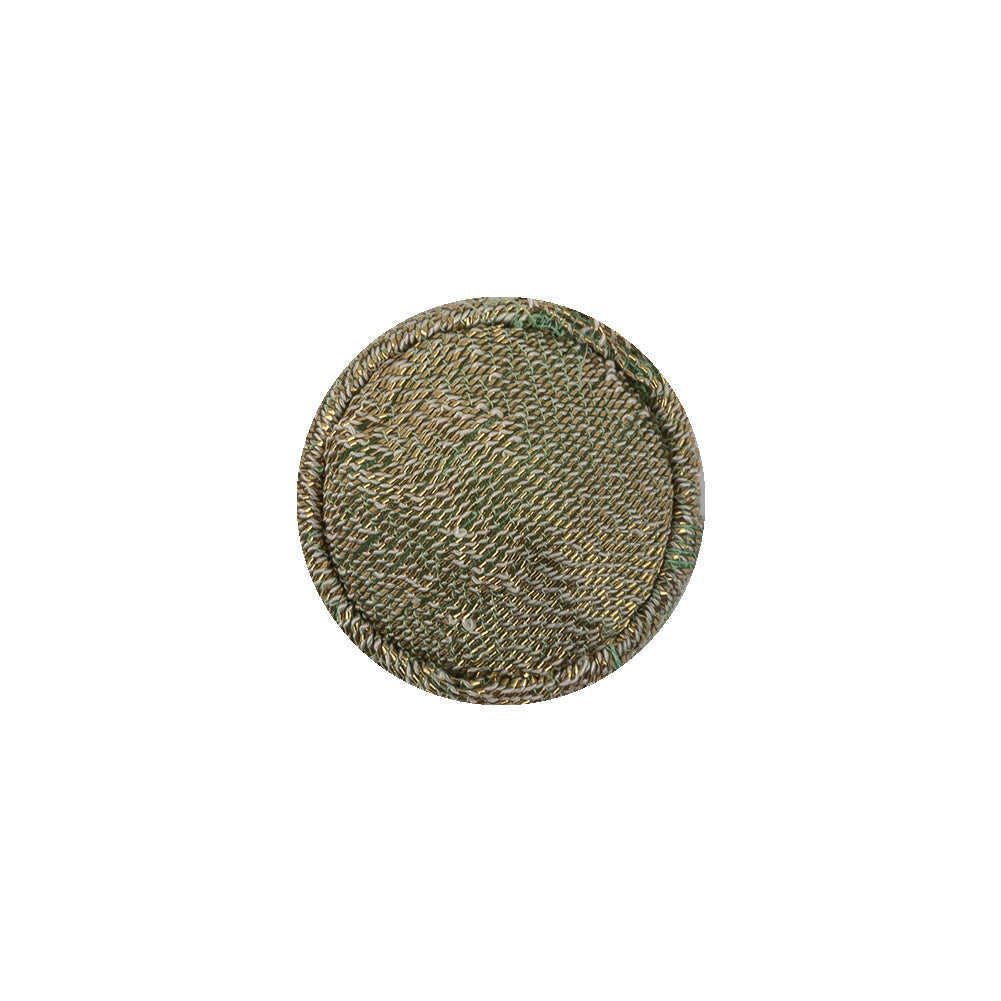 Glitteratti Lurex and Oil Green Fabric Covered Domed Sew On Button - 25L/16mm