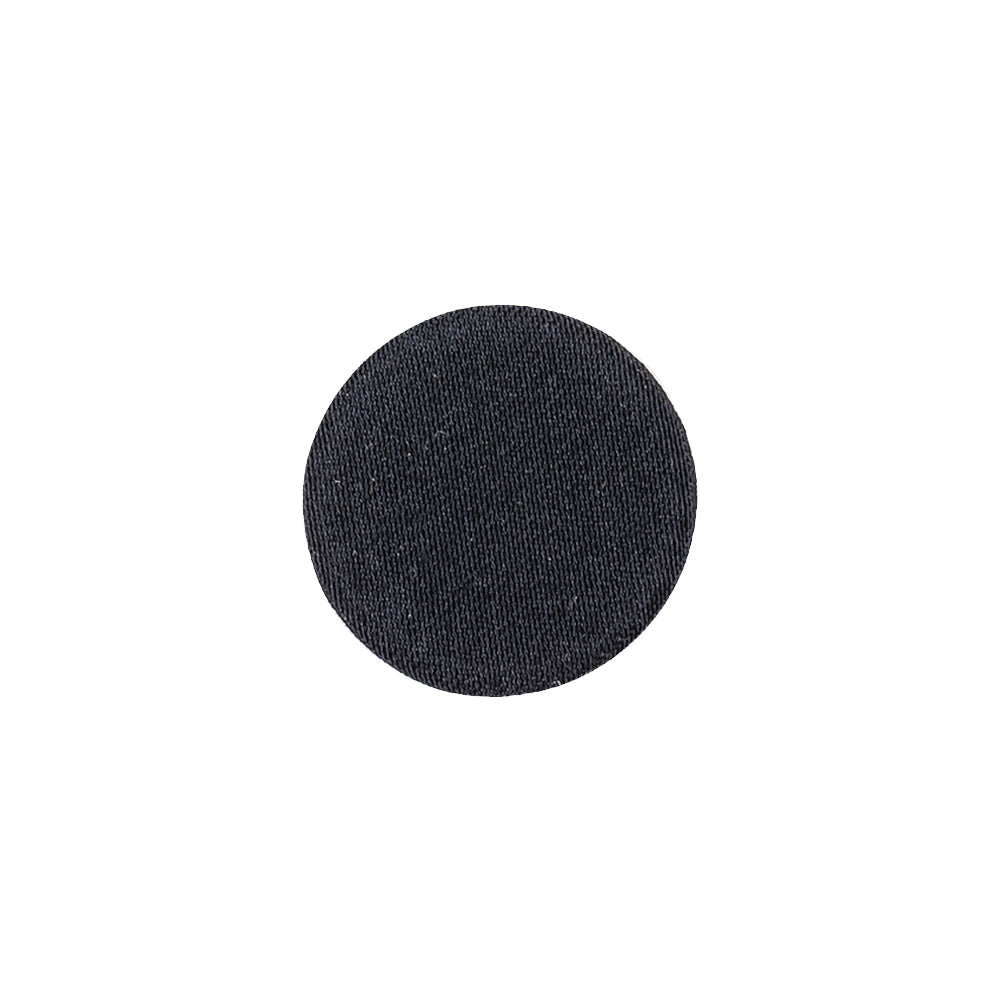 Black Fabric Covered Shallow Plate Silk Blended Sew On Button - 24L/15mm