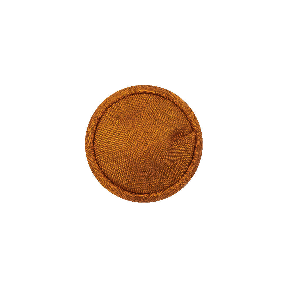 Orange Satin Covered Domed Silk and Metal Sew On Button - 25L/16mm