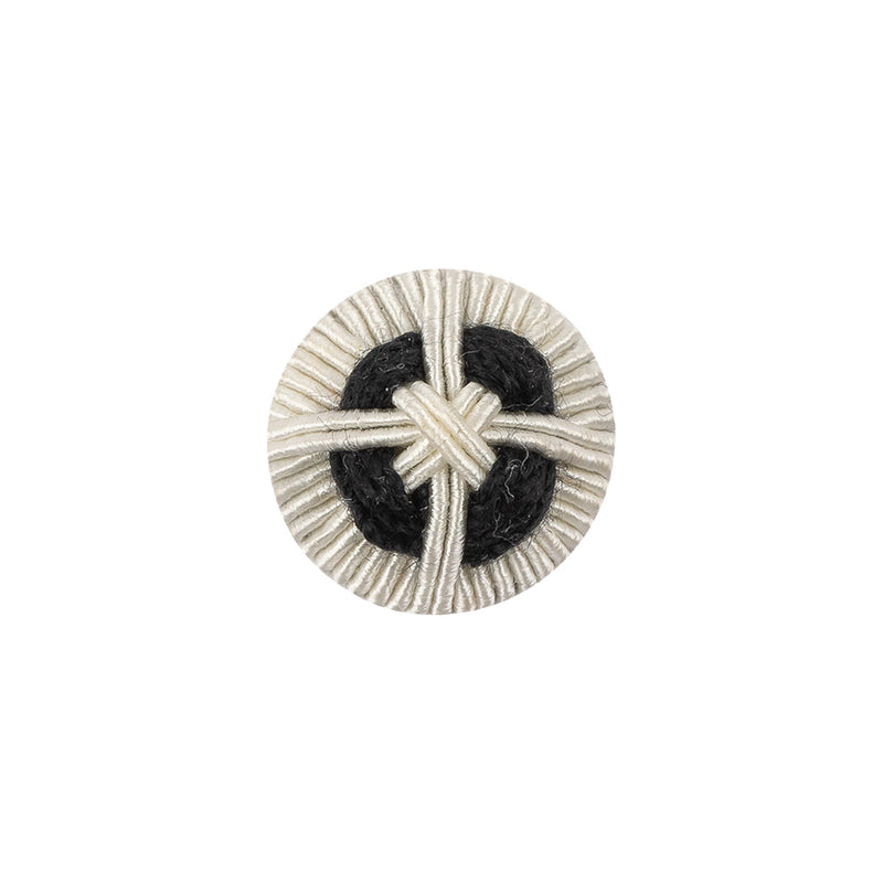 Marshmallow Gimp Braided Abstract Sew On Cotton and Metal Button - 24L/15mm
