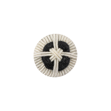 Marshmallow Gimp Braided Abstract Sew On Cotton and Metal Button - 24L/15mm