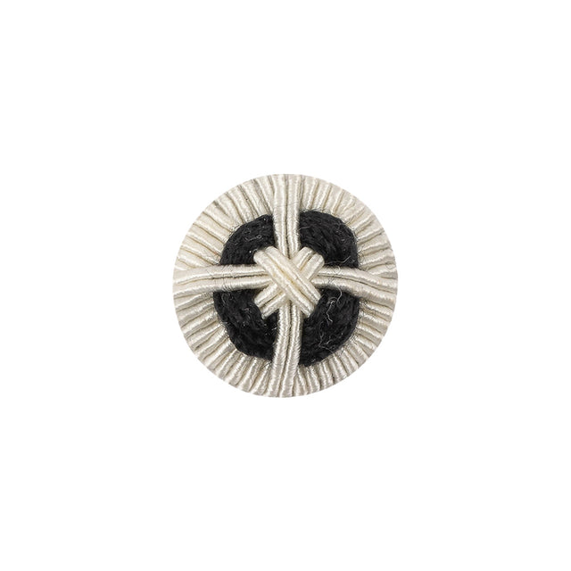 Marshmallow Gimp Braided Abstract Sew On Cotton and Metal Button - 24L/15mm