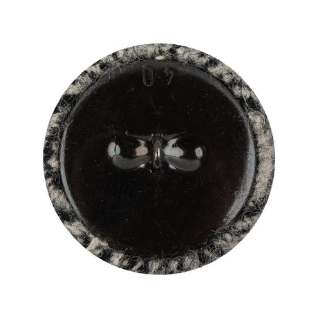 Black, Agate Gray and White Tweed Fabric Covered Wool and Metal Shank Back Button - 44L/28mm